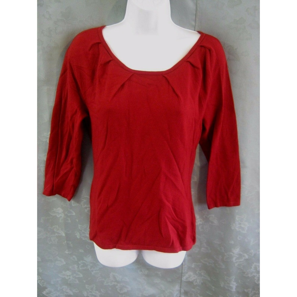Willi Smith Knit Top Size Medium Back Button Pullover Stretchy Sweater